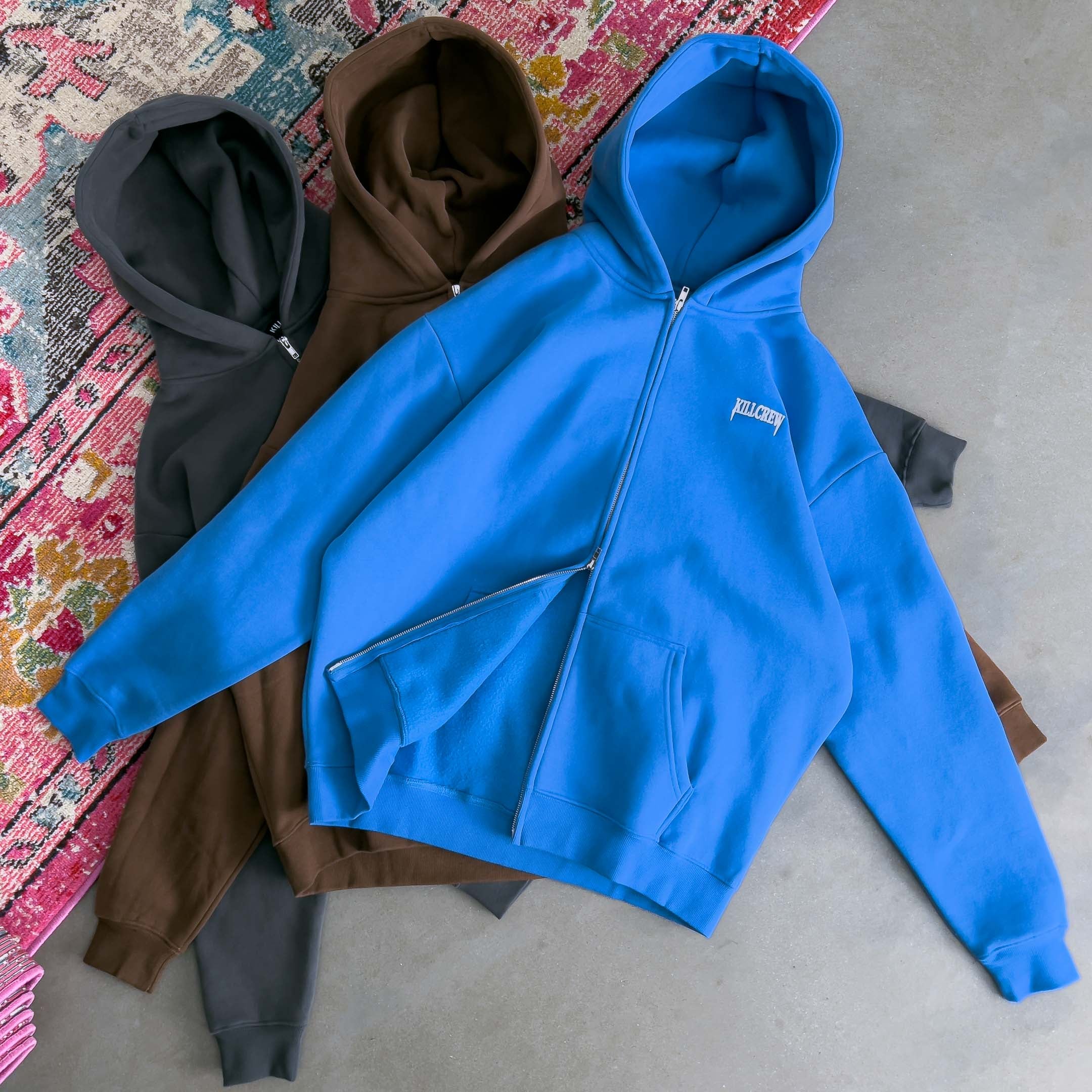 OVERSIZED LUX "SIMPLE" ZIP UP - BLUE