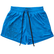 MUAY THAI SHORTS (MID THIGH CUT) - HIGHLIGHTER BLUE