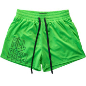 MUAY THAI SHORTS (MID THIGH CUT) - HIGHLIGHTER GREEN