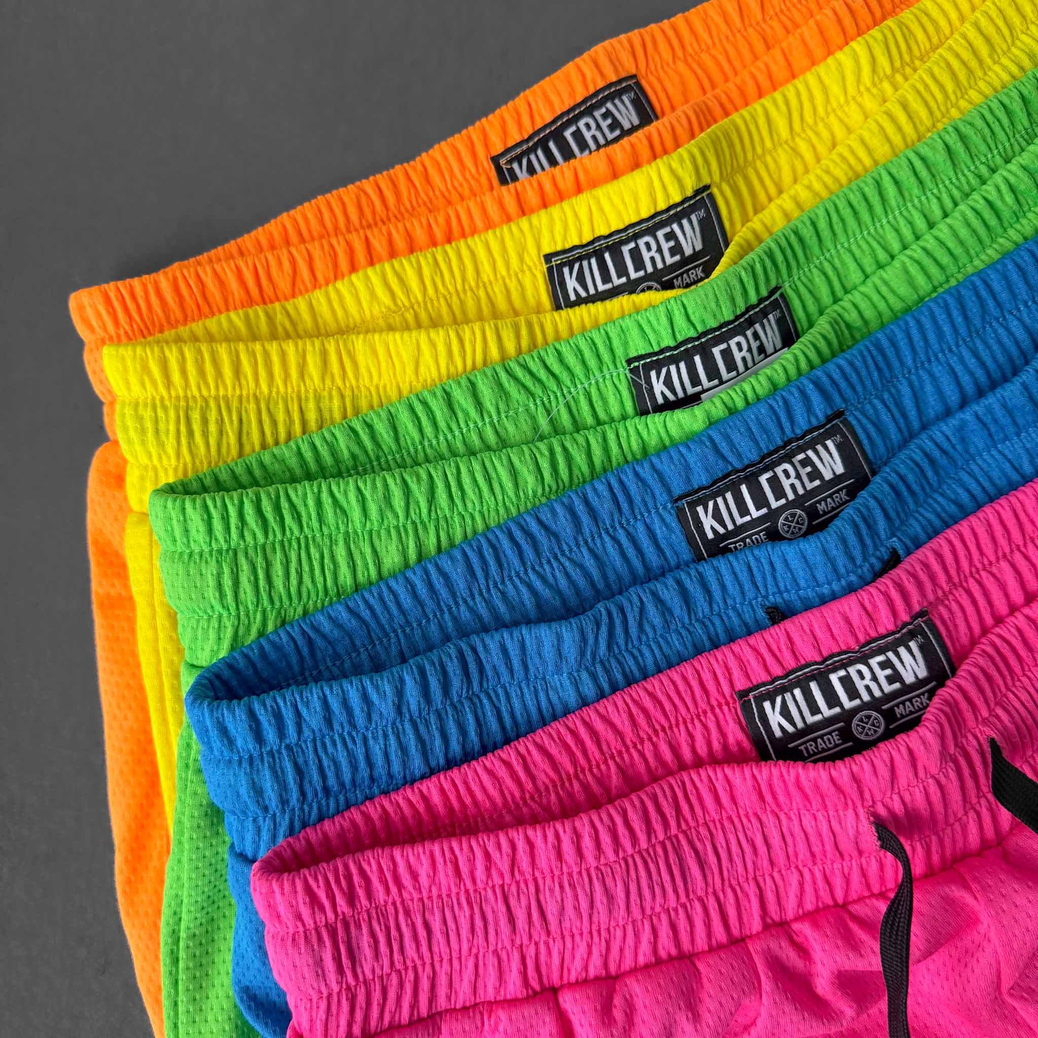 MUAY THAI SHORTS (MID THIGH CUT) - HIGHLIGHTER BLUE