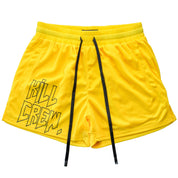 MUAY THAI SHORTS (MID THIGH CUT) - HIGHLIGHTER YELLOW