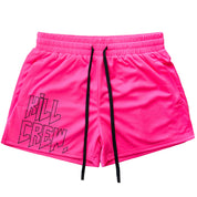 MUAY THAI SHORTS (MID THIGH CUT) - HIGHLIGHTER PINK