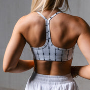 BARBWIRE SPORTS BRA - WHITE / RED