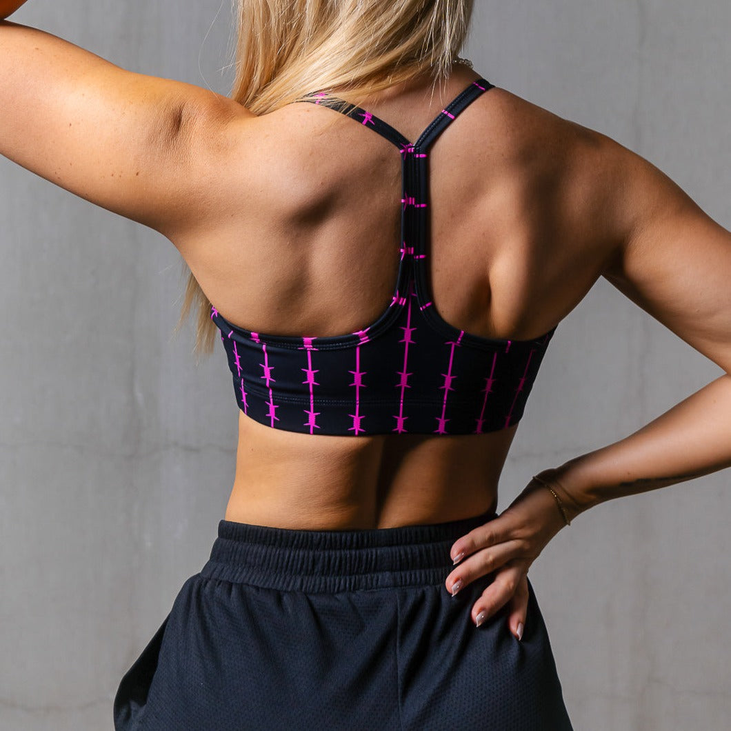 BARBWIRE SPORTS BRA - BLACK / PINK