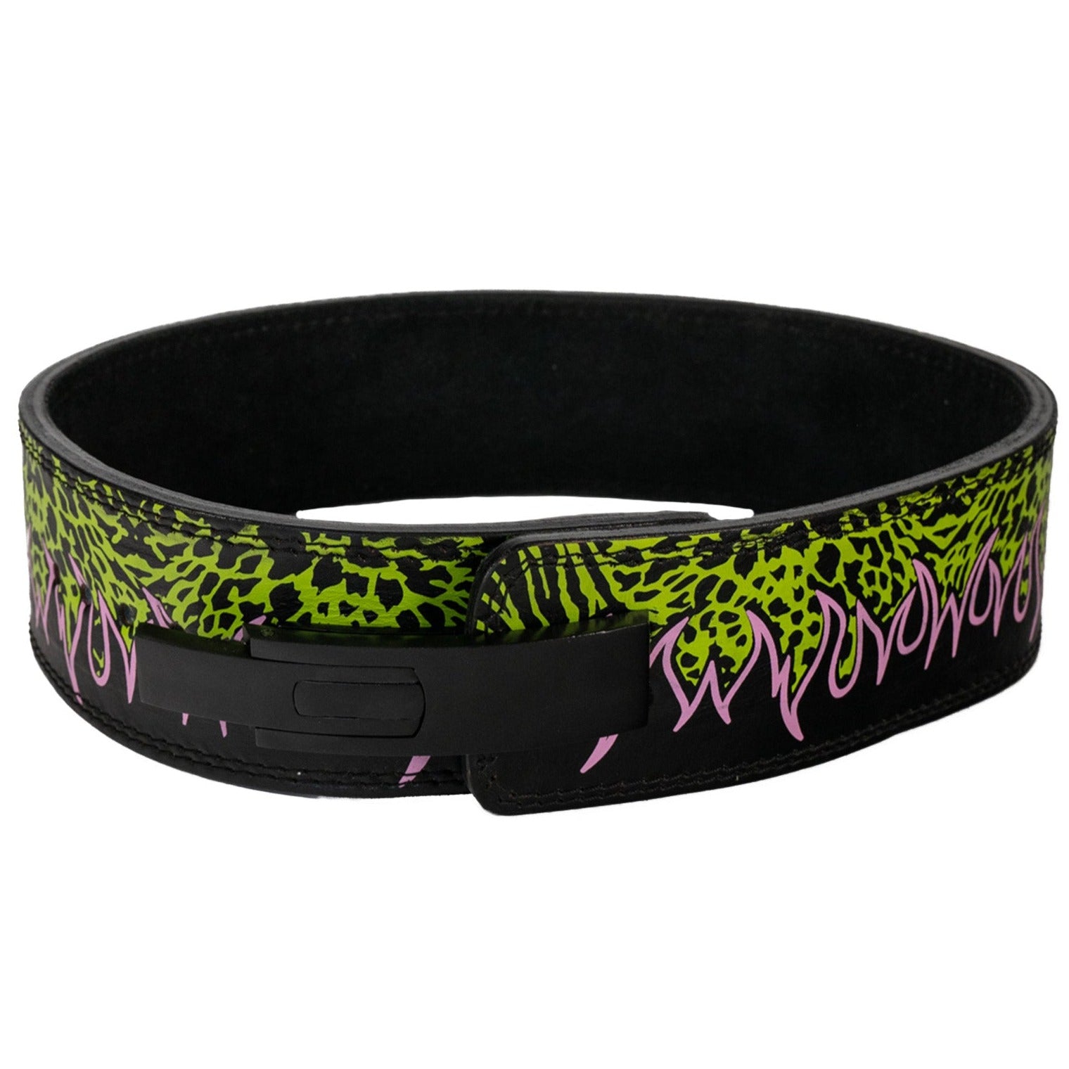 10MM LEVER BELT - FLAME PINK / GREEN