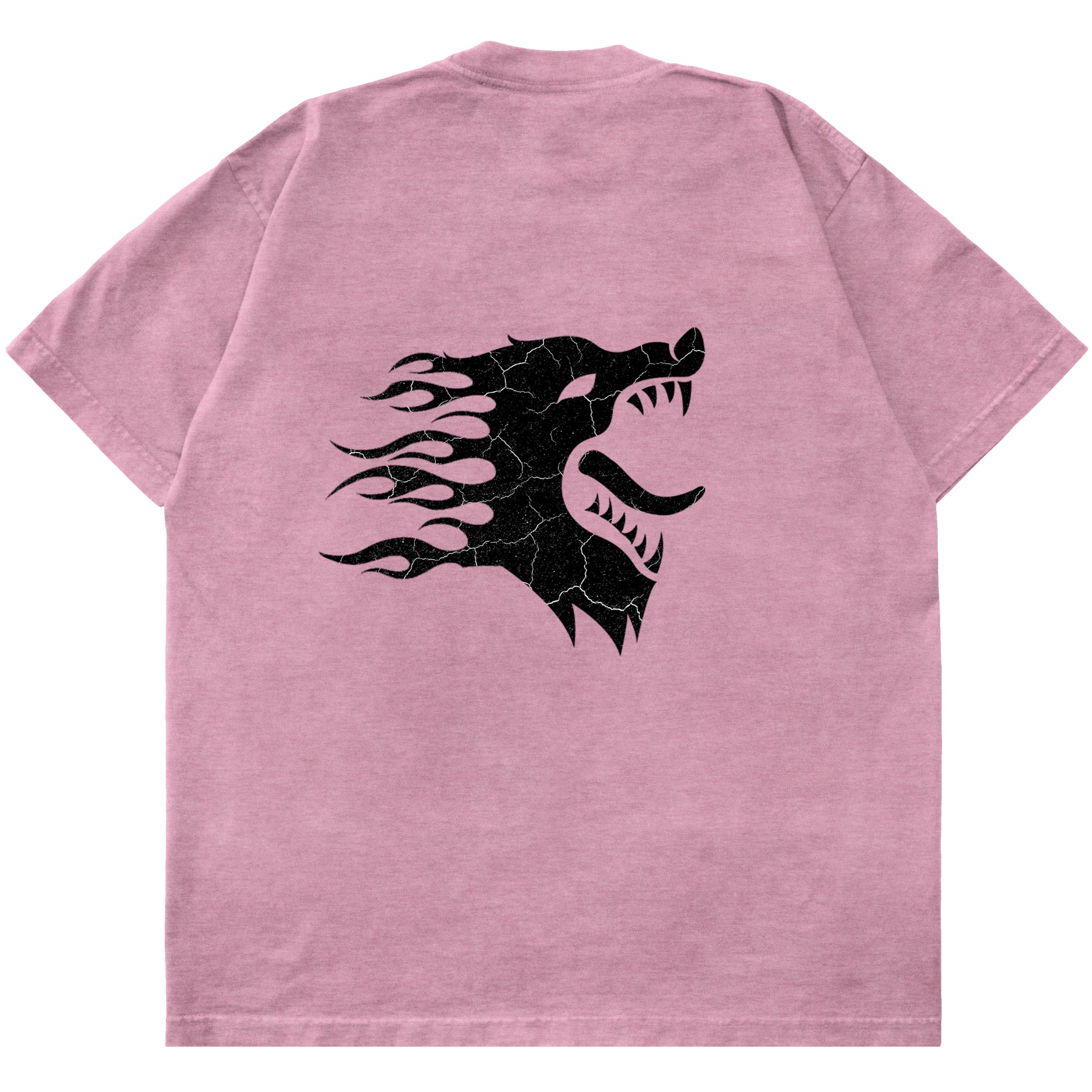 OVERSIZED WAR WOLF T-SHIRT - LIGHT PINK