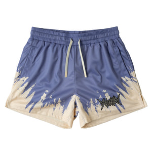 MUAY THAI SHORTS (MID THIGH CUT) SHATTER - LILAC/ CREAM