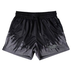 MUAY THAI SHORTS (MID THIGH CUT) SHATTER - BLACK / GREY