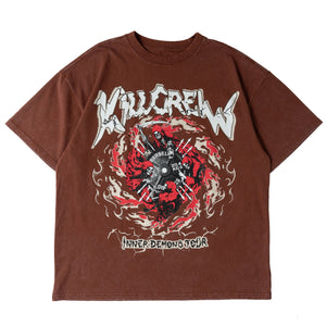 OVERSIZED DEMONS TOUR T-SHIRT - BROWN / RED