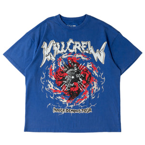 OVERSIZED DEMONS TOUR T-SHIRT - BLUE / RED