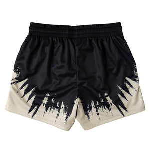 MUAY THAI SHORTS (MID THIGH CUT) SHATTER - BLACK / CREAM