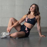 SEAMLESS SPLATTER BIKER SHORTS - BLACK / ROSÉ