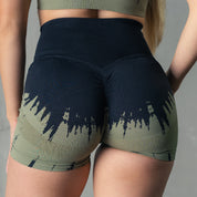 SEAMLESS SHATTER BIKER SHORTS - BLACK / OLIVE