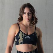 SPLATTER SPORTS BRA - BLACK / OLIVE