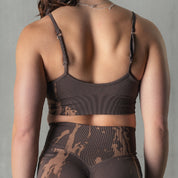 SPLATTER SPORTS BRA - BROWN / TAN