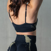 SPLATTER SPORTS BRA - BLACK / OLIVE