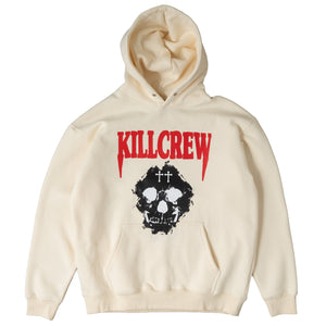 OVERSIZED LUX "KILL CREW SKULL" HOODIE - CREAM / RED