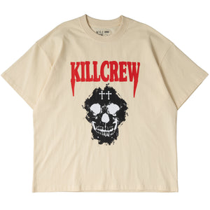 OVERSIZED "KILL CREW SKULL" T-SHIRT - CREAM / RED