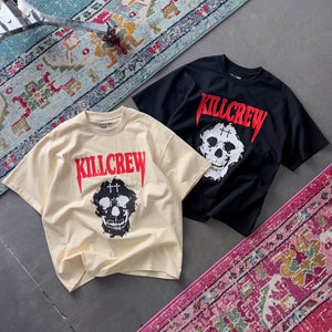 OVERSIZED "KILL CREW SKULL" T-SHIRT - CREAM / RED