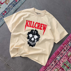 OVERSIZED "KILL CREW SKULL" T-SHIRT - CREAM / RED