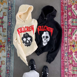 OVERSIZED LUX "KILL CREW SKULL" HOODIE - BLACK / RED