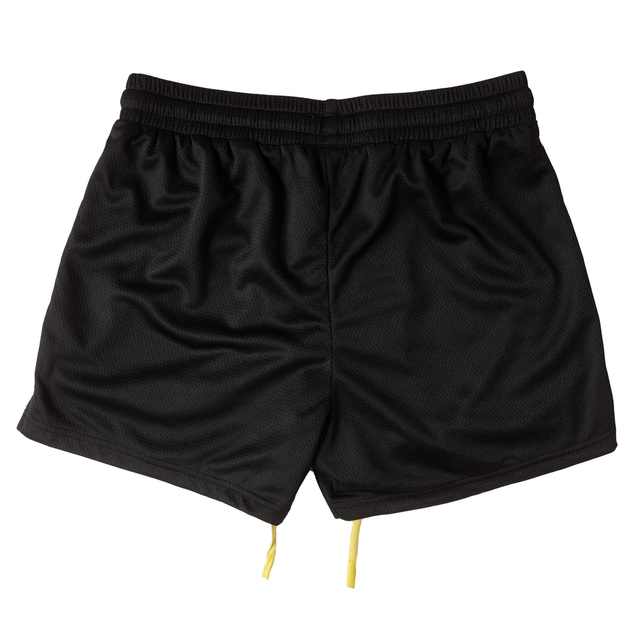 MUAY THAI FLAME SHORTS (MID THIGH CUT) - BLACK / YELLOW