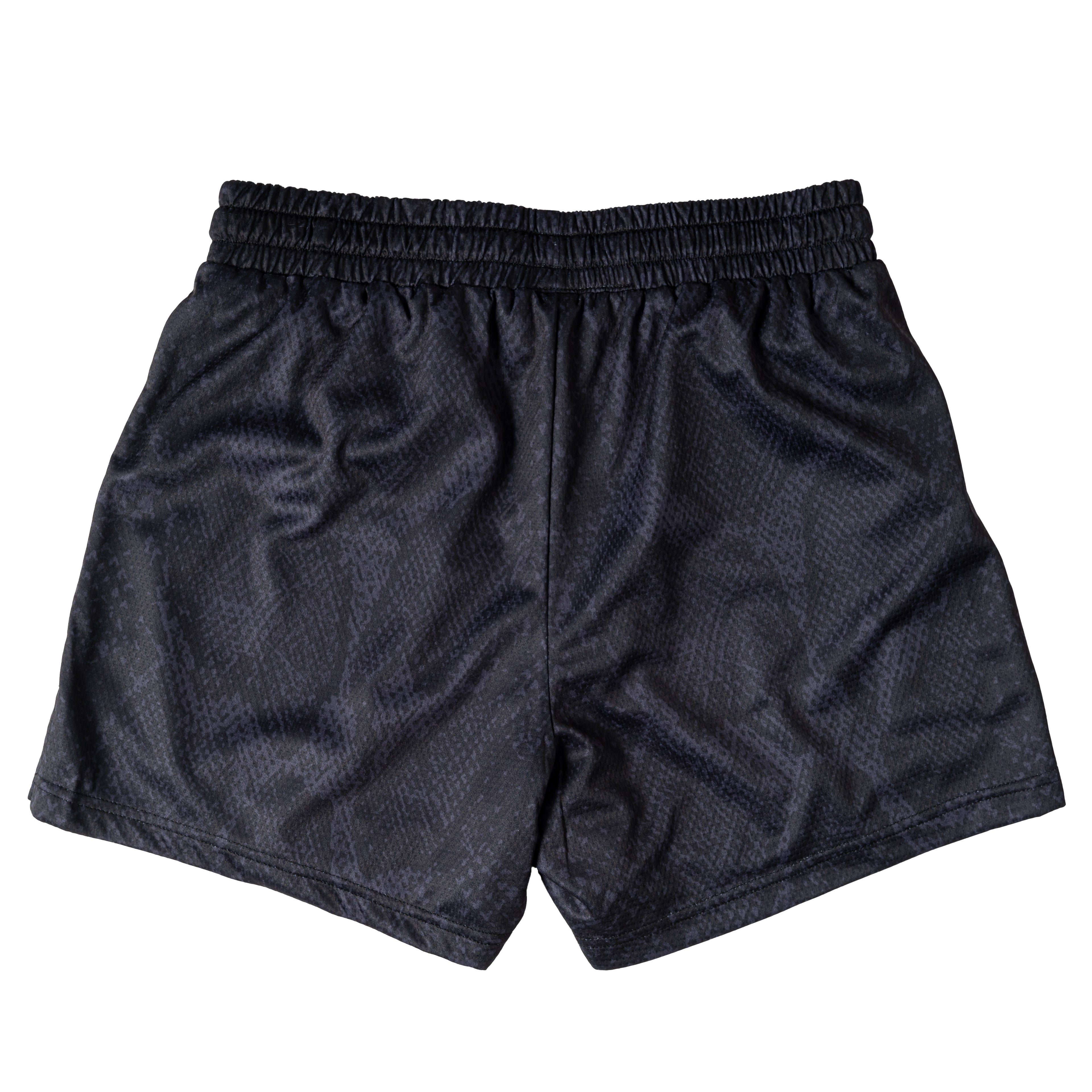 MUAY THAI SHORTS (MID THIGH CUT) SNAKE - BLACK / GREY