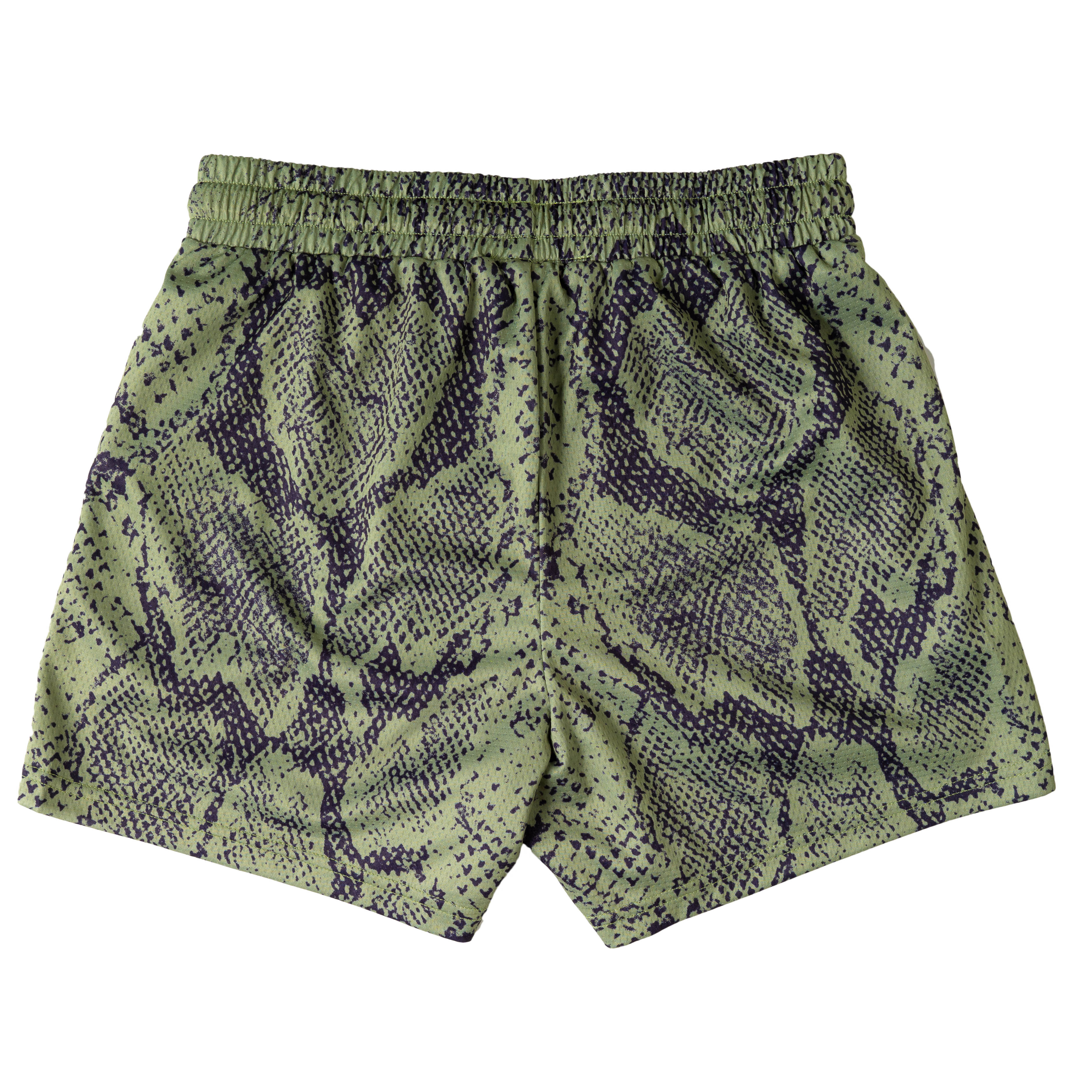 MUAY THAI SHORTS (MID THIGH CUT) SNAKE - GREEN / BLACK