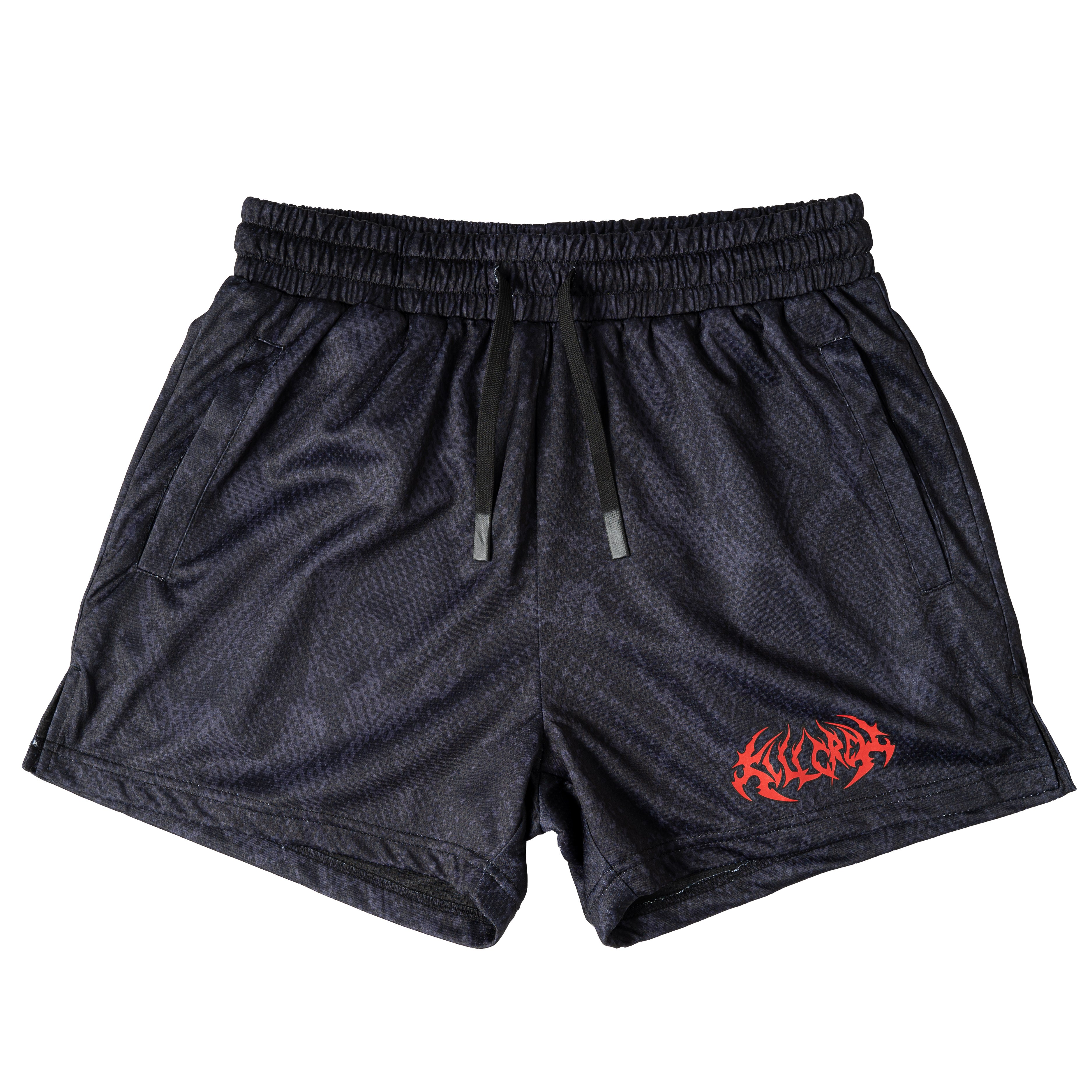 MUAY THAI SHORTS (MID THIGH CUT) SNAKE - BLACK / GREY