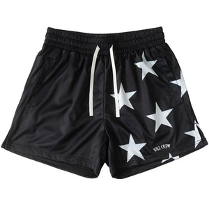 MUAY THAI SHORTS (MID THIGH CUT) STAR BOY - BLACK / WHITE