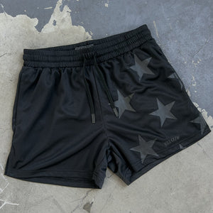 MUAY THAI SHORTS (MID THIGH CUT) STAR BOY - BLACKOUT