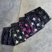 MUAY THAI SHORTS (MID THIGH CUT) STAR BOY - BLACKOUT
