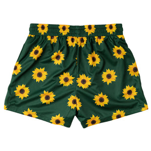 MUAY THAI SHORTS (MID THIGH CUT) SUNFLOWER - GREEN