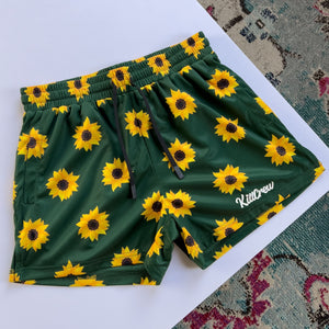 MUAY THAI SHORTS (MID THIGH CUT) SUNFLOWER - GREEN