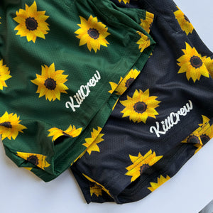 MUAY THAI SHORTS (MID THIGH CUT) SUNFLOWER - GREEN