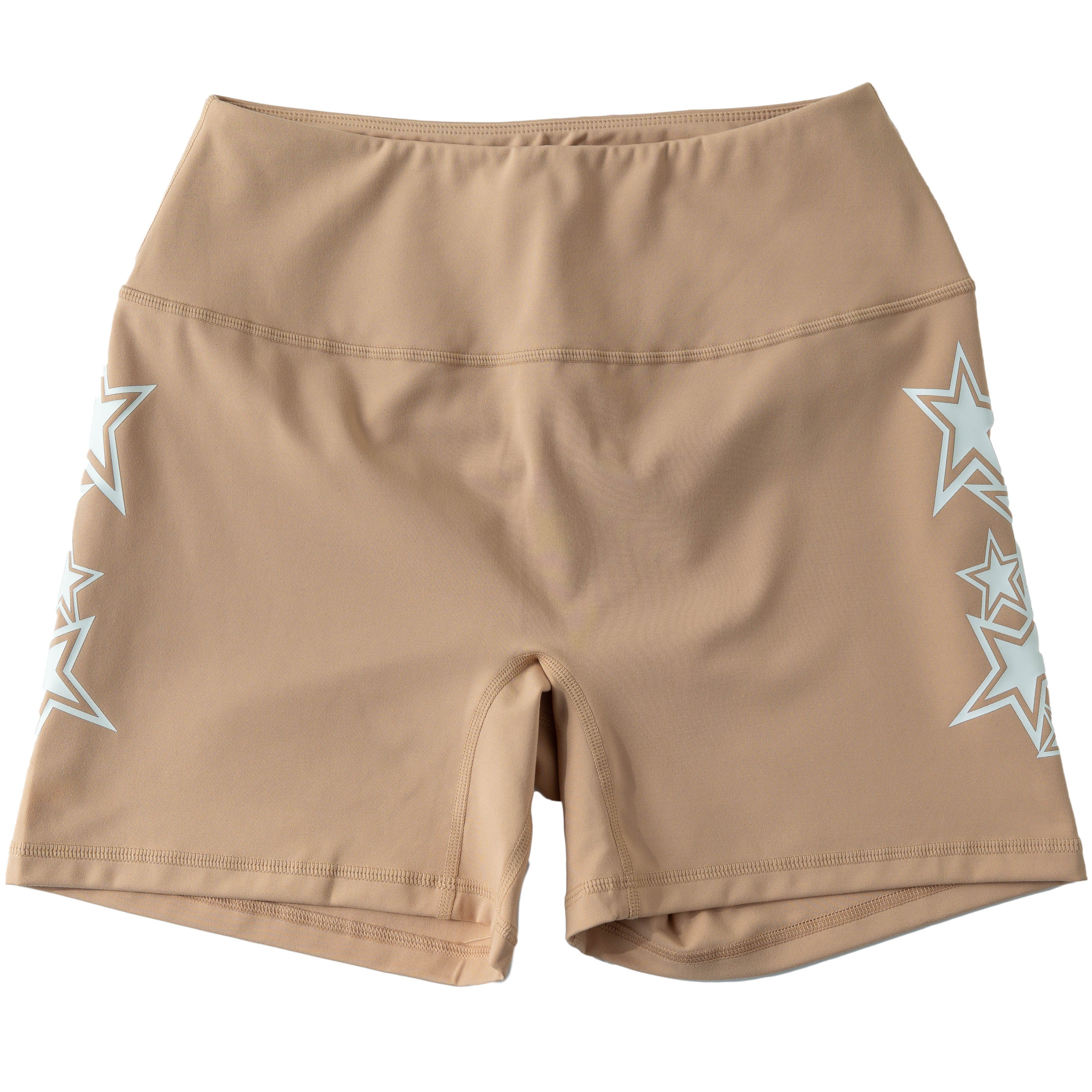 STAR BOY BIKER SHORTS - SAND / WHITE