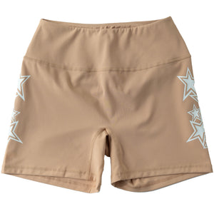 STAR BOY BIKER SHORTS - SAND / WHITE