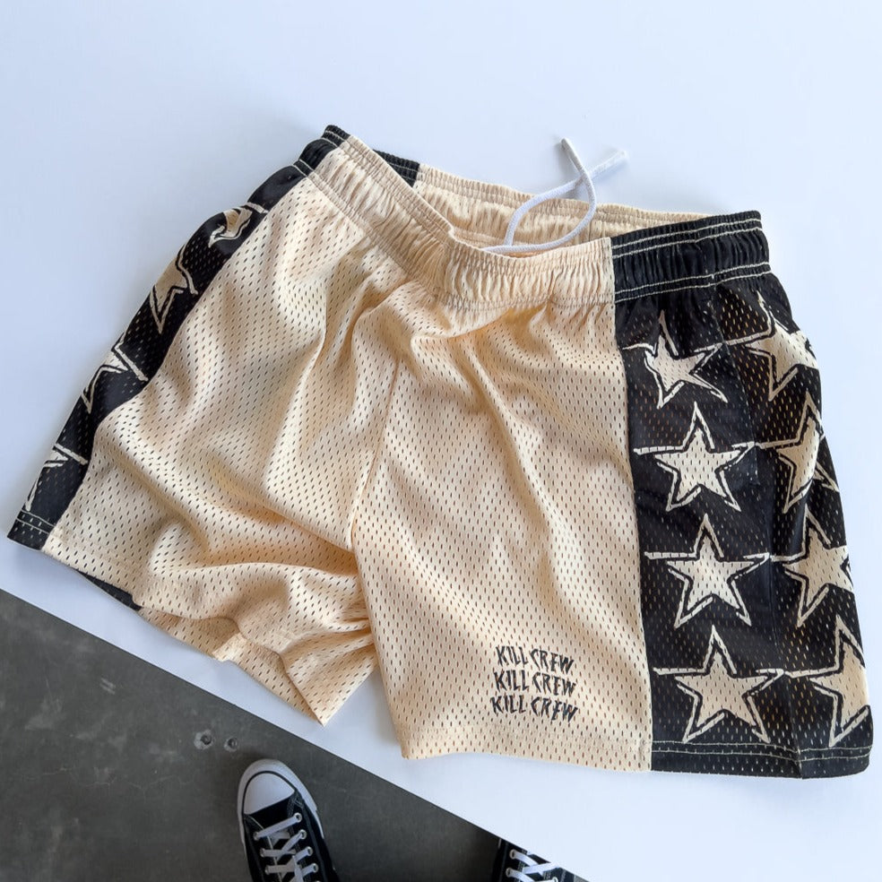 VENTED MESH SHORTS ALL STAR - CREAM / BLACK