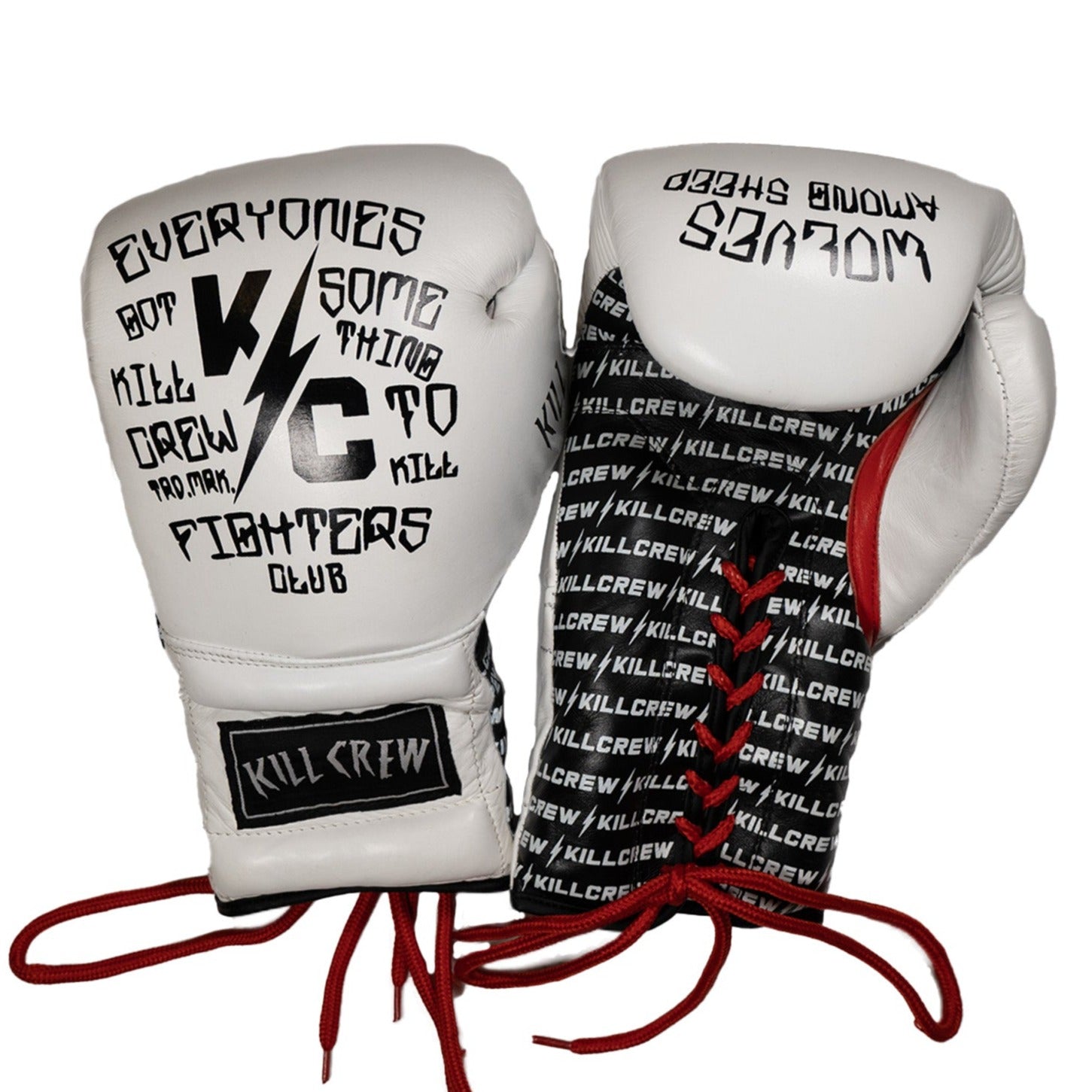 LACE UP BOXING GLOVES - WHITE