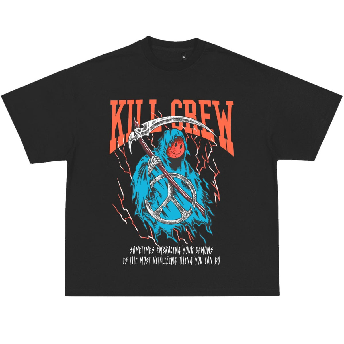 OVERSIZED EMBRACING DEMONS T-SHIRT - BLACK - Kill Crew