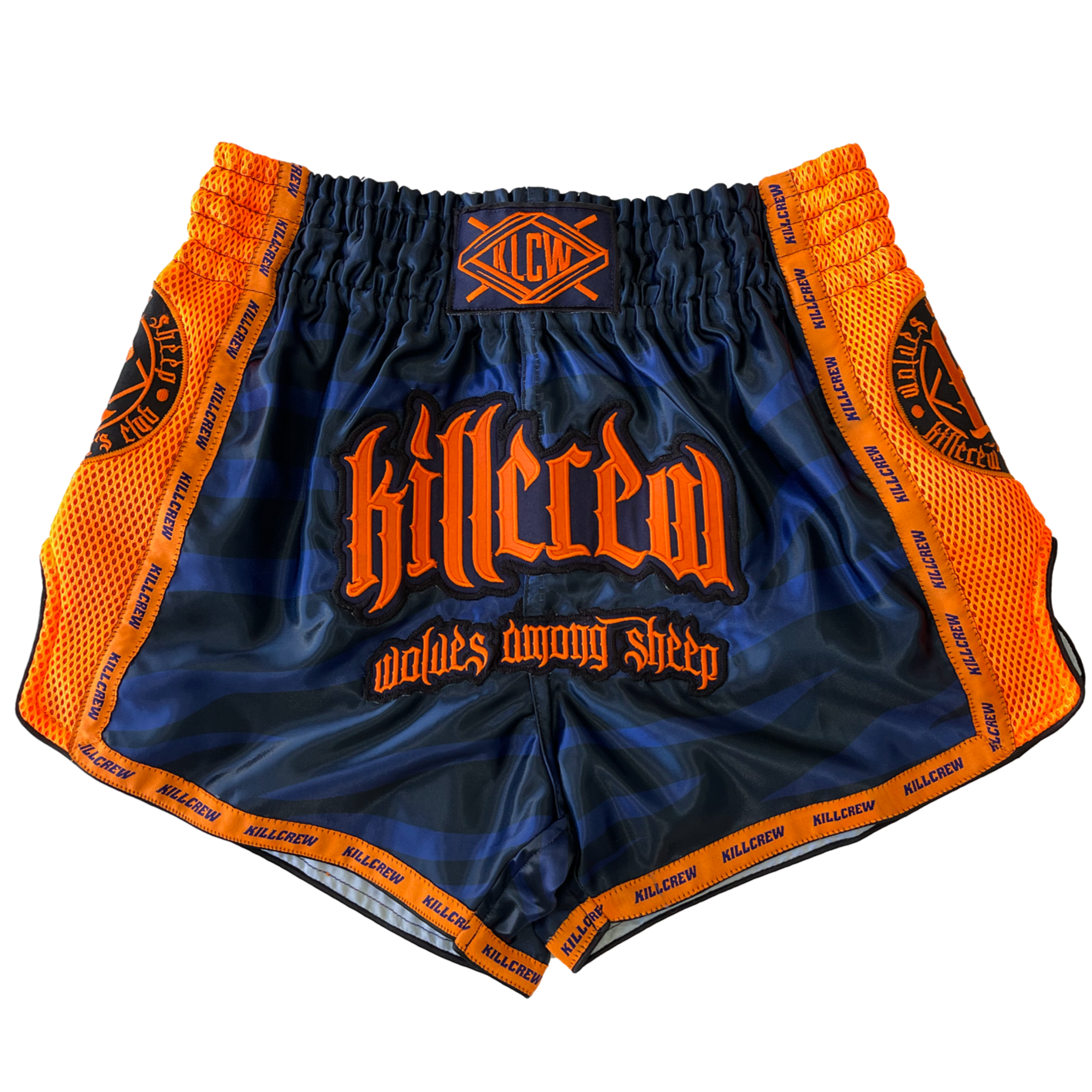 Halloween Argyle Black And Orange Print Muay Thai Boxing Shorts
