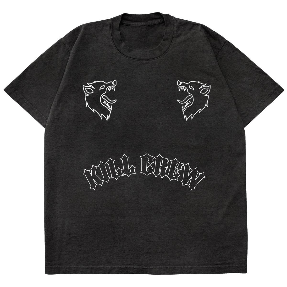 Oversized Two Wolves T Shirt Black Kill Crew