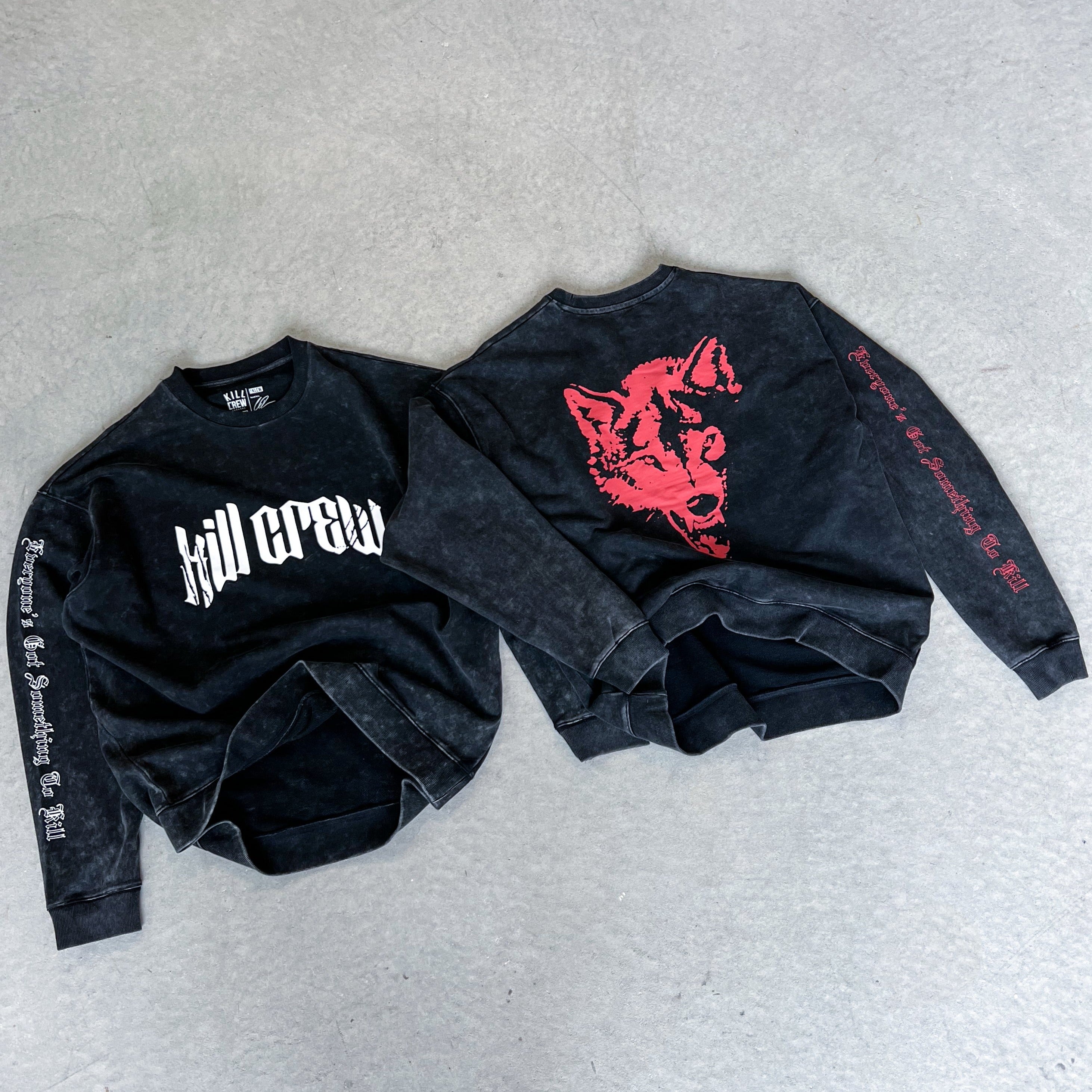 HEAVYWEIGHT LUX "LONE WOLF" CREW NECK - BLACK / RED