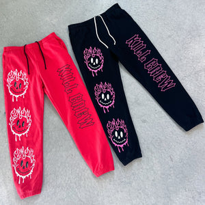 HEAVYWEIGHT LUX SMILEY SWEATPANTS FLAME - BLACK / PINK