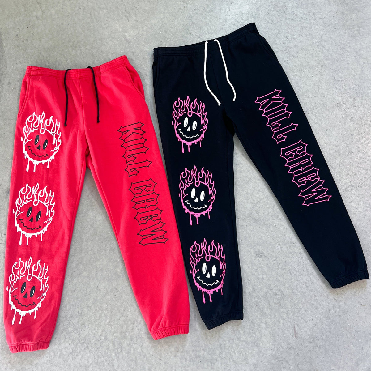 HEAVYWEIGHT LUX SMILEY SWEATPANTS FLAME - RED / BLACK - Kill Crew