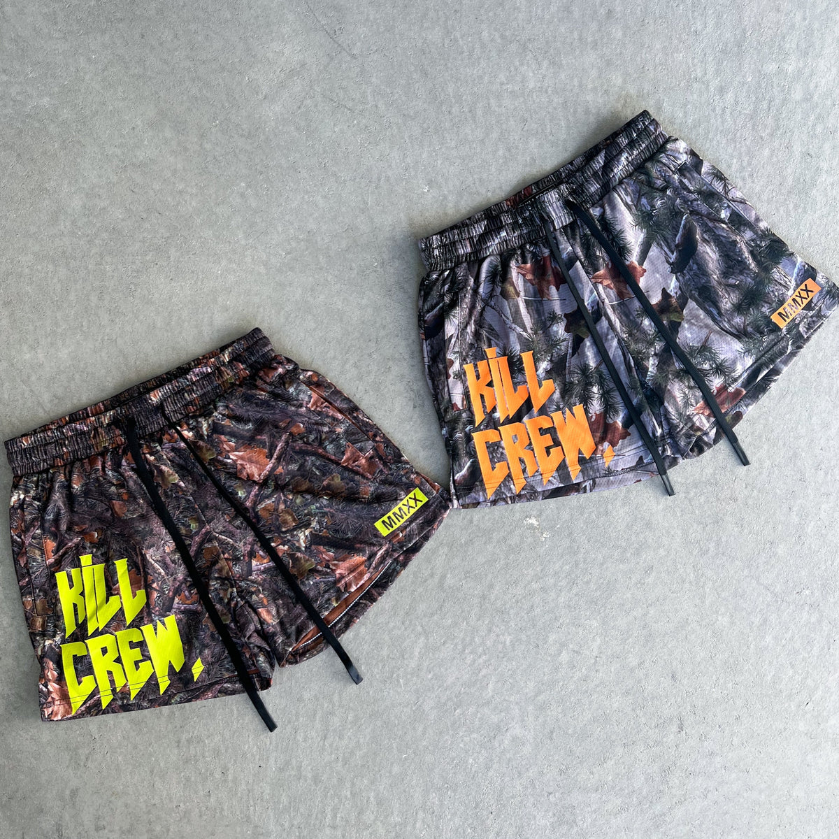 MUAY THAI SHORTS (MID THIGH CUT) - CAMO / GREEN - Kill Crew