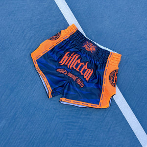 MUAY THAI FIGHT SHORTS -  TIGER ORANGE / BLUE