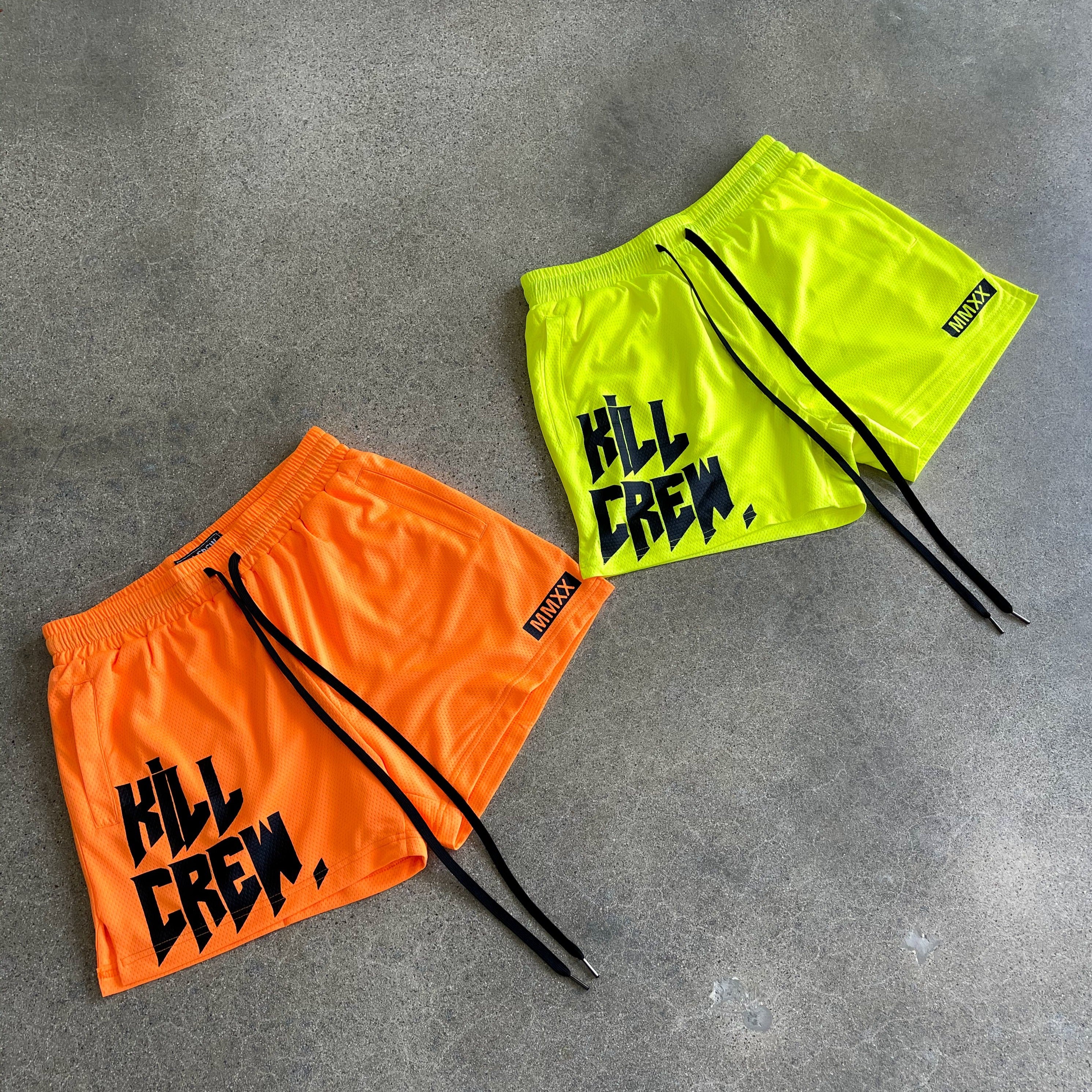 MUAY THAI SHORTS (MID THIGH CUT) - NEON YELLOW – Kill Crew