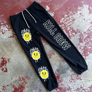 HEAVYWEIGHT LUX SMILEY SWEATPANTS FLAME - BLACK / YELLOW