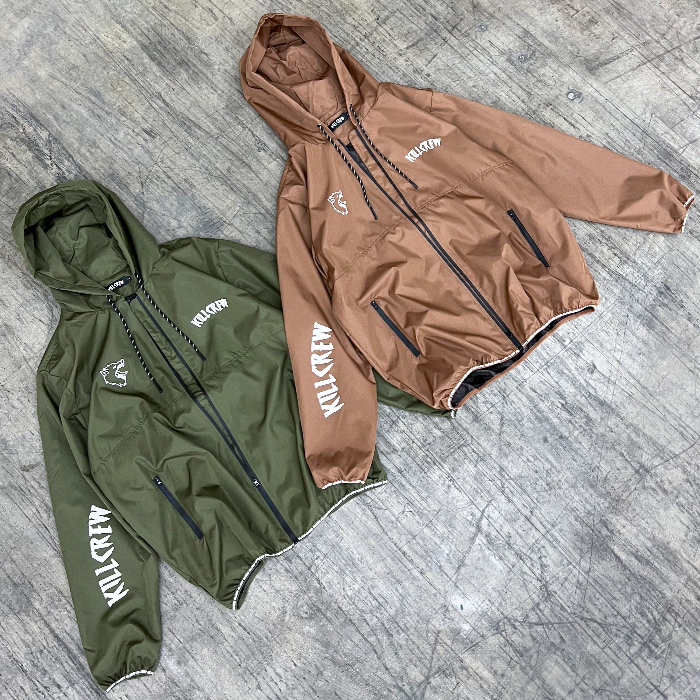 WOLF QUICK DRY WINDBREAKER - OLIVE / WHITE – Kill Crew